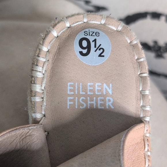 Eileen Fisher Agnes Espadrille Wedge Sandals Beige Leather Open Toe 9.5 - Picture 7 of 16